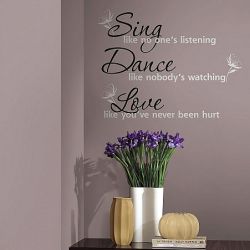 Αυτοκόλλητα τοίχου με ρητά Sing, Dance, Love RMK1552SCS