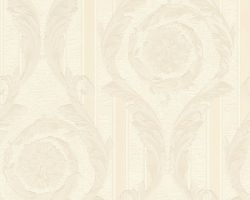 Κλασική εκρού ταπετσαρία τοίχου με σατινέ υφή από τη συλλογή Versace.  53 X1000 εκ9382