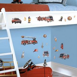 Παιδικά αυτοκόλλητα τοίχου με φορτηγά, νταλίκες και πυροσβεστικό όχημα RMK1125SCS