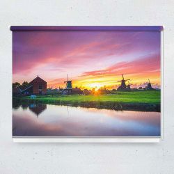 Ρόλερ με ψηφιακή εκτύπωση Dutch windmills at sunset, Holland