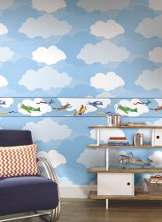 Παιδική ταπετσαρία τοίχου με συννεφάκια από τη συλλογή Waverly Kids. Cloud Sidewall