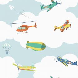Παιδική ταπετσαρία τοίχου με αεροπλανάκια από τη συλλογή Waverly Kids. In the clouds