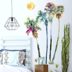 Αυτοκόλλητα τοίχου με λουλούδια Watercolor Palm Tree Giant