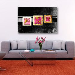 Πίνακας σε καμβά Γεωμετρικά σχέδια black pink
