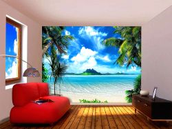 Φωτοταπετσαρία τοίχου με θέμα μια παραλία σε ένα τροπικό νησί