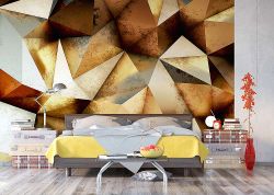 Φωτοταπετσαρία τοίχου με κρύσταλλα με ακανόνιστα σχήματα σε μπεζ απόχρωση