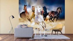 Φωτοταπετσαρία τοίχου με άλογα που καλπάζουν γρήγορα.