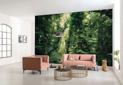 Φωτοταπετσαρία τοίχου με θέμα μια καταπράσινη τροπική ζούγκλα   Green Leaves SHX9-114