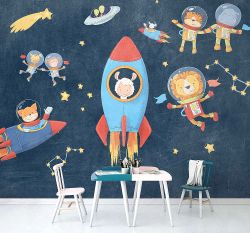 Παιδική φωτοταπετσαρία τοίχου Friends in Space IAX7-0036 3.50x2.80 εκ