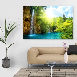 Πίνακας σε καμβά waterfalls in forest