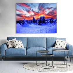 Πίνακας σε καμβά Colourful Sky in Mountains with snow