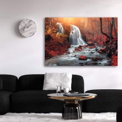 Πίνακας σε καμβά  Waterfall in a Forest in Autumn