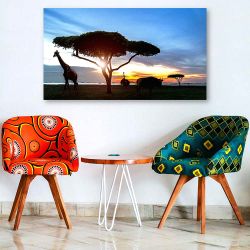 Πίνακας σε καμβά South africa of Silhouette African night safari scene