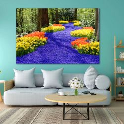 Πίνακας σε καμβά Blue flowers path