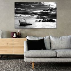 Πίνακας σε καμβά Ασπρόμαυρος πίνακας με βάρκα