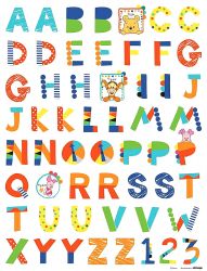 Παιδικά αυτοκόλλητα με την αγγλική αλφάβητο σε χαρούμενα χρώματα