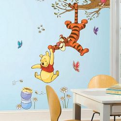 Παιδικά αυτοκόλλητα τοίχου Winnie The Pooh Swinging Giand RMK2463GM