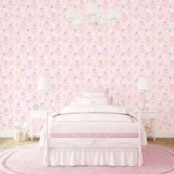 Παιδική ταπετσαρία τοίχου για κορίτσια με πριγκίπισσες σε ροζ αποχρώσεις. G56002
