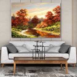 Πίνακας σε καμβά Oil painting Autumn in river