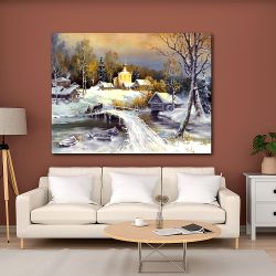 Πίνακας σε καμβά Χιονισμένο χωριό