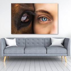 Πίνακας σε καμβά - Άλογο με κοπέλα δίπλα δίπλα