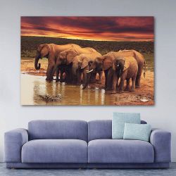 Πίνακας σε καμβά - Κοπάδι Ελεφάντων