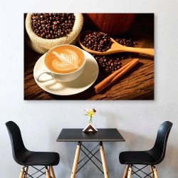 Πίνακας σε καμβά Latte art and coffee grounds