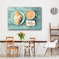 Πίνακας σε καμβά Coffee with Croissant