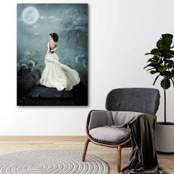 Πίνακας σε καμβά The girl and the moon
