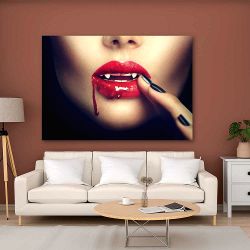 Πίνακας σε καμβά Sexy vampire woman lips with blood