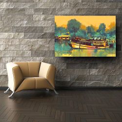 Πίνακας σε καμβά Colorful painting with boat