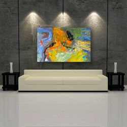 Πίνακας σε καμβά abstarct art-Beautiful oil painting in cold colors