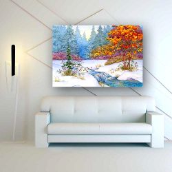 Πίνακας σε καμβά abstarct art-Fisrt snow in the forest