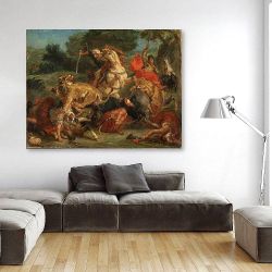 Πίνακας σε καμβά Delacroix The Lion Hunt
