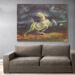 Πίνακας σε καμβά Delacroix Horse frightened by Lightning