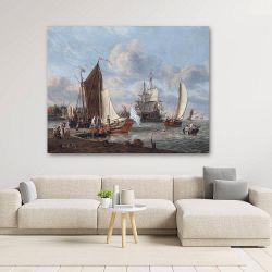 Πίνακας σε καμβά Abraham Storck - A Dutch Harboys Scene with Ships and Bathers