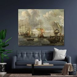 Πίνακας σε καμβά Abraham Storck - View of a Harbour on the Zuiderzee