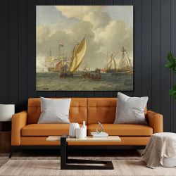 Πίνακας σε καμβά Abraham Storck - Dutch Ships on Choppy Coastal Waters
