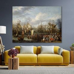 Πίνακας σε καμβά Abraham Storck - Departure of William III