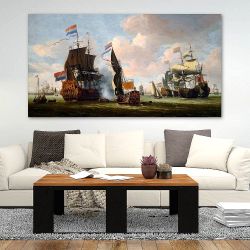 Πίνακας σε καμβά Abraham Storck - Die Niederlandische Flotte Auf Der Reede Vor Amsterdam