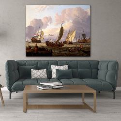 Πίνακας σε καμβά Abraham Storck -Ships Passing a Windmill