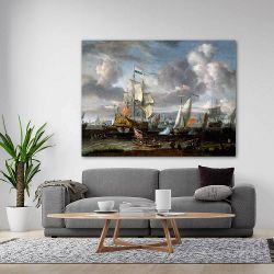Πίνακας σε καμβά Abraham Storck - An English Yacht Saluting