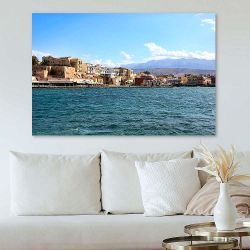 Πίνακας σε καμβά Κρήτη λιμάνι παλία πόλη