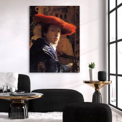 Πίνακας σε καμβά Johannes Vermeer - Girl with the red hat