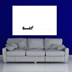 Πίνακας σε καμβά Boat in white