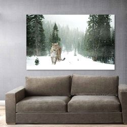 Πίνακας σε καμβά Leopard in the snow