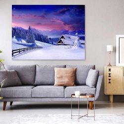 Πίνακας σε καμβά Χιονισμένη καλύβα