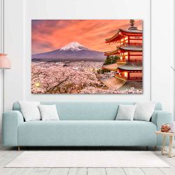 Πίνακας σε καμβά Pagoda in snow landscape