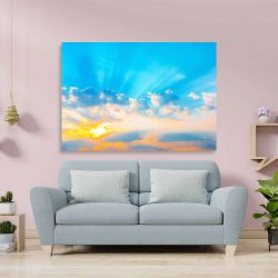 Πίνακας σε καμβά Sunrise dramatic blue sky