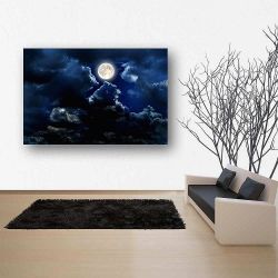 Πίνακας σε καμβά Full moon over black sky